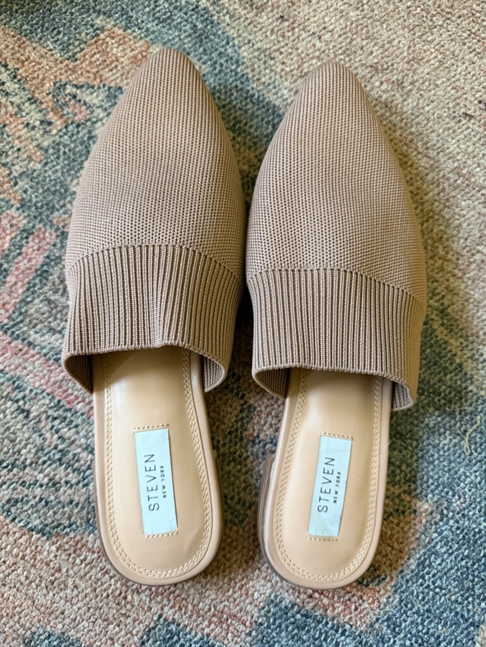 Steven By Steve Madden Taupe Knit Pointed Toe Mules